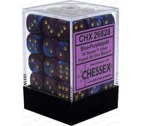 CHX26828 Chessex - 36 dés à 6 faces - Bleu/Violet/Or