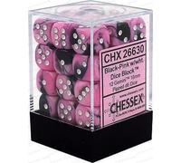 CHX26830 Chessex - 36 dés à 6 faces - Noir/Rose/Blanc