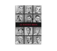 CHxdxge 12 Angry Men Movie Black and White Poster Impression sur toile, Art mural pour le salon, impressions, décoration d'intérieur moderne 60 x 90 cm