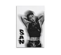 CHxdxge Ateez San Poster d'art noir et blanc peinture décorative sur toile pour salon, chambre à coucher, art mural, impression d'image moderne, décoration de salle familiale, 20 x 30 cm