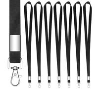 Chyaya Lot de 7 cordons tour de cou durables pour porte-badges d'identité, enseignant avec clip en métal pour clés, cartes de bateau de croisière, badge pour homme, femme, enfant (noir), noir, 7 PACKS