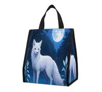 CHYDANY Arctic Fox Sac d'épicerie, isotherme et glacière, sac fourre-tout, pliable et réutilisable, sac à déjeuner pour courses, travail, fête, voyage, pique-nique, 27 cm H x 25,9 cm L x 16 cm