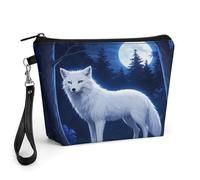 CHYDANY Arctic Fox Trousse de maquillage en cuir synthétique avec poignée et fermeture éclair pour mère, amis et femmes 22,5 x 6,6 x 14,5 cm