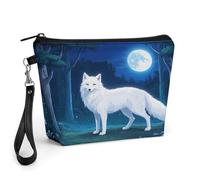 CHYDANY Arctic Fox Trousse de maquillage en cuir synthétique avec poignée et fermeture éclair pour mère, amis et femmes 22,5 x 6,6 x 14,5 cm