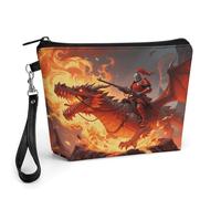 CHYDANY Trousse de maquillage Dragon Rider, en cuir synthétique, avec poignée et fermeture éclair, trousse de maquillage pour mère, amis et femmes, 22,5 x 6,6 x 14,5 cm