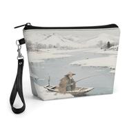 CHYDANY Trousse de maquillage « Fishing Alone in The Cold River » - En cuir synthétique - Avec poignée et fermeture éclair - Pour mère, amis et femmes - 22 x 6 x 14 cm