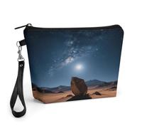 CHYDANY Trousse de maquillage motif ciel étoilé du désert, en cuir synthétique, avec poignée et fermeture éclair, trousse de maquillage pour mère, amis et femmes, 22,5 x 6,6 x 14,5 cm