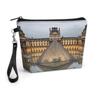 CHYDANY Trousse de maquillage Musée du Louvre à Paris, en cuir synthétique, trousse de maquillage avec poignée et fermeture éclair, trousse de maquillage pour mère, amis et femmes 22,5 x 6,6 x 14,5 cm