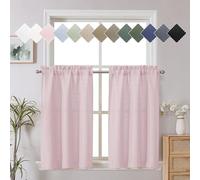 Chyhomenyc Bennet - Lot de 2 Rideaux Courts en Imitation Lin texturé pour Cuisine, Salle de Bain, sous-Sol, 76 x 61 cm, Rose pâle
