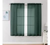 Chyhomenyc Hunter Lot de 2 rideaux transparents de 160 cm de long avec passe-tringle, rideaux élégants pour salon, chambre à coucher, vert chasseur, 106,7 x 160 cm (l x L)