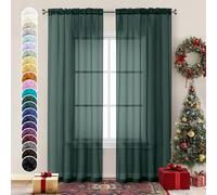 Chyhomenyc Hunter Lot de 2 voilages verts de 213,4 cm de long avec passe-tringle filtrant la lumière pour salon, chambre à coucher, 106,7 x 213,4 cm (l x L)