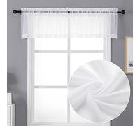 Chyhomenyc Lot de 2 cantonnières Blanches Transparentes pour fenêtres, Petits Rideaux de fenêtre pour Salon, Salle de Bain, café, buanderie, sous-Sol, Rideau Moderne à Double Passe-Tringle, 106,7 x