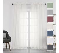 Chyhomenyc Lot de 2 longs rideaux transparents en voile porte rideau avec passe-tringle pour salon, hôtel, mariage, fête, chambre à coucher, auvent, 106 x 274 cm, ivoire