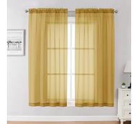 Chyhomenyc Lot de 2 Panneaux de Rideaux dorés de 160 cm, Passe-Tringle, Rideaux élégants pour Salon et Chambre à Coucher, 2 Panneaux (doré, 106,7 cm x 160 cm)