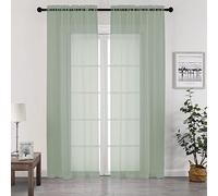 Chyhomenyc Lot de 2 panneaux de rideaux transparents de salon pour porte française, magnifique décoration de fenêtre pour mariage, fête, toile de fond et auvent, vert sauge, 106,7 x 243,8 cm (l x L),