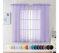 Chyhomenyc Lot de 2 Panneaux de Rideaux Transparents Lilas de 160 cm de Long, filtrant la lumière, Rideaux de Traitement aérés avec Passe-Tringle pour Chambre à Coucher, Salon, 106 x 160 cm chacun