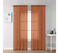 Chyhomenyc Lot de 2 Panneaux de Rideaux Transparents Orange de 183 cm de Long, Rideaux de fenêtre Doux et aérés avec Passe-Tringle pour Porte-fenêtre, Chambre à Coucher, Salon, 106 x 183 cm chacun