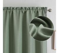 Chyhomenyc Lot de 2 Panneaux de Rideaux Vert Sauge de 114 cm de Long, Rideaux Semi-Transparents texturés en Faux Lin, filtrant la lumière, Doux et aérés avec Passe-Tringle pour Salon, Chambre à