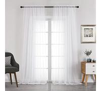 Chyhomenyc Lot de 2 panneaux de voilages blancs de 274 cm de long, rideaux de fenêtre solides filtrant la lumière pour salon, fête, cérémonie, 106 x 274 cm (l x L), blanc