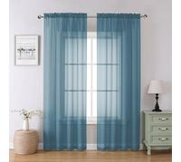 Chyhomenyc Lot de 2 panneaux de voilages bleu pierre de 213 cm de long, filtrant la lumière, rideaux de traitement de fenêtre pour chambre à coucher, 106 x 213 cm chacun