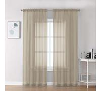 Chyhomenyc Lot de 2 Panneaux de voilages Taupe de 213 cm de Long, voilages Doux et aérés avec Passe-Tringle pour Chambre à Coucher, Salon, 106 x 213 cm chacun