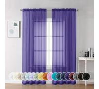 Chyhomenyc Lot de 2 panneaux de voilages violets de 213 cm de long, rideaux de fenêtre transparents doux et aérés avec passe-tringle pour chambre à coucher, salon, 106 x 213 cm chacun