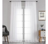 Chyhomenyc Lot de 2 rideaux de fenêtre transparents blancs de 332 cm de long, voilages aérés pour arche de mariage, salon, lit à baldaquin, 106 x 332 cm chacun