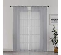 Chyhomenyc Lot de 2 Rideaux de fenêtre Transparents de 182,9 cm de Long - Rideaux texturés Doux et légers pour décoration de Chambre à Coucher - 106 x 183 cm - Gris Anthracite