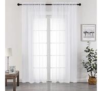 Chyhomenyc Lot de 2 Rideaux Transparents Blancs de 243,8 cm de Long, voilages aérés et aérés filtrant la lumière pour Chambre à Coucher et Salon, 106,7 x 243,8 cm de Long, Blanc