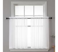 Chyhomenyc Lot de 2 rideaux transparents blancs de 76,2 cm de long avec passe-tringle pour salle de bain, salon, ferme, petites fenêtres, 106,7 x 76,2 cm