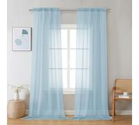 Chyhomenyc Lot de 2 rideaux transparents bleu ciel de 243,8 cm de long, rideaux élégants en voile filtrant la lumière pour chambre à coucher, salon, 106,7 x 243,8 cm chacun