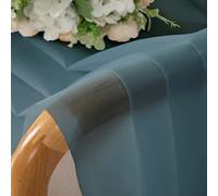Chyhomenyc Lot de 2 rideaux transparents bleu pierre de 137 cm de long, rideaux voile courts filtrant la lumière avec porte rideau pour salon, chambre à coucher, petites fenêtres, 106 x 114 cm