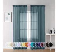 Chyhomenyc Lot de 2 rideaux transparents bleu pierre de 183 cm de long, rideaux de fenêtre doux et aérés avec passe-tringle pour porte-fenêtre, chambre à coucher, salon, 106 x 183 cm chacun