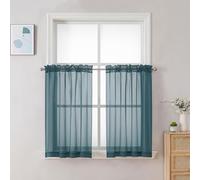 Chyhomenyc Lot de 2 rideaux transparents bleu pierre de 76,2 cm de long avec passe-tringle pour petite fenêtre de salle de bain, salon, ferme, 106,7 x 76,2 cm (l x L)