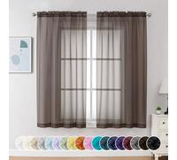 Chyhomenyc Lot de 2 rideaux transparents de 160 cm de long, rideaux transparents filtrant la lumière avec passe-tringle pour chambre à coucher, salon, 106,7 x 160 cm (l x L), marron chocolat