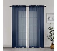 Chyhomenyc Lot de 2 rideaux transparents de 183 cm de long avec passe-tringle pour salon, chambre à coucher, rideaux semi-transparents pour cour, terrasse, villa, salon, 106,7 x 182,9 cm (l x L), bleu