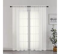 Chyhomenyc Lot de 2 rideaux transparents de 183 cm de long, rideaux de fenêtre courts semi-transparents avec passe-tringle pour salle à manger, chambre d'enfant, salon, 106 x 183 cm, ivoire