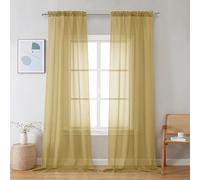 Chyhomenyc Lot de 2 rideaux transparents dorés de 243,8 cm de long, filtrant la lumière, doux, aérés et élégants pour chambre à coucher, salon, décoration de fête de mariage, 106,7 x 243,8 cm (l x L)