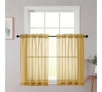 Chyhomenyc Lot de 2 rideaux transparents dorés de 76,2 cm de long, voile filtrant la lumière, avec passe-tringle pour salle de bain, salon, ferme, petites fenêtres, 106,7 x 76,2 cm