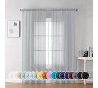Chyhomenyc Lot de 2 rideaux transparents gris clair de 213 cm de long, voilages doux et aérés avec passe-tringle pour chambre à coucher, salon, 106 x 213 cm chacun