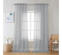 Chyhomenyc Lot de 2 rideaux transparents gris clair de 228,6 cm de long, filtrant la lumière, doux, aérés et élégants pour chambre à coucher, salon, décoration de fête de mariage, 106 x 228,6 cm (l x