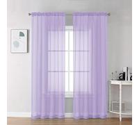 Chyhomenyc Lot de 2 Rideaux Transparents Lilas de 183 cm de Long, Rideaux de fenêtre Doux et aérés avec Passe-Tringle pour Porte-fenêtre, Chambre à Coucher, Salon, 106 x 183 cm chacun