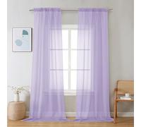 Chyhomenyc Lot de 2 rideaux transparents lilas de 243 cm de long, filtrant la lumière, doux, aérés et élégants, en voile pour chambre à coucher, salon, décoration de fête de mariage, 106 x 243 cm (l x