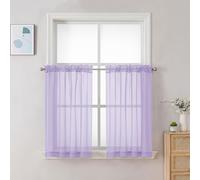 Chyhomenyc Lot de 2 Rideaux Transparents Lilas de 76,2 cm de Long avec Passe-Tringle pour Petite fenêtre, Salle de Bain, Salon, Ferme, 106,7 x 76,2 cm