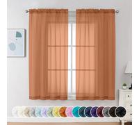 Chyhomenyc Lot de 2 rideaux transparents orange de 160 cm de long, filtrant la lumière, rideaux aérés avec passe-tringle pour chambre à coucher, salon, 106 x 160 cm chacun