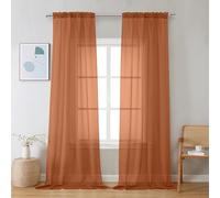 Chyhomenyc Lot de 2 Rideaux Transparents Orange de 243 cm de Long, filtrant la lumière, Doux, aérés et élégants pour Chambre à Coucher, Salon, décoration de fête de Mariage, 106 x 243 cm (l x L