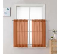 Chyhomenyc Lot de 2 rideaux transparents orange de 76,2 cm de long avec passe-tringle pour petite fenêtre, salle de bain, salon, ferme, 106,7 x 76,2 cm