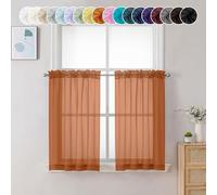 Chyhomenyc Lot de 2 Rideaux Transparents Orange de 91,4 cm de Long avec Passe-Tringle pour Petite fenêtre de Salle de Bain, Salon, Ferme, Petites fenêtres, 106,7 x 91,4 cm