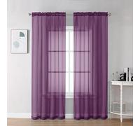 Chyhomenyc Lot de 2 rideaux transparents prune de 213,4 cm de long avec passe-tringle pour salon, chambre à coucher, 106,7 x 213,4 cm (l x L)