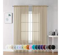 Chyhomenyc Lot de 2 rideaux transparents taupe de 183 cm de long, rideaux voile de fenêtre doux et aérés avec passe-tringle pour porte-fenêtre, chambre à coucher adulte, salon, 106 x 183 cm chacun